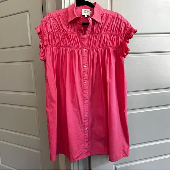 Lulu Sidiono Ruffled Sleeve Mini Shirt Dress - Picture 2 of 10